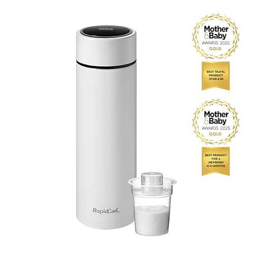 Nuby RapidCool Portable Baby Bottle Maker - Formula Feed in 2 Minutes | Ideal for Travel Bottles and Night Feeds | Includes Milk Powder Dispenser and Digital Lid | No Filter Needed (White) — view 2