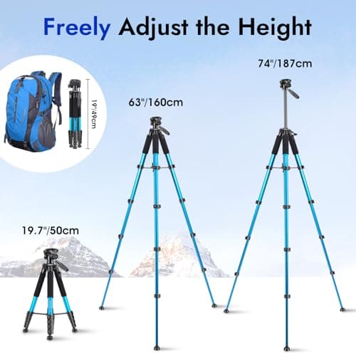 JOILCAN Camera Tripod for Canon Nikon,74" Tall Lightweight Camera Stand — view 3