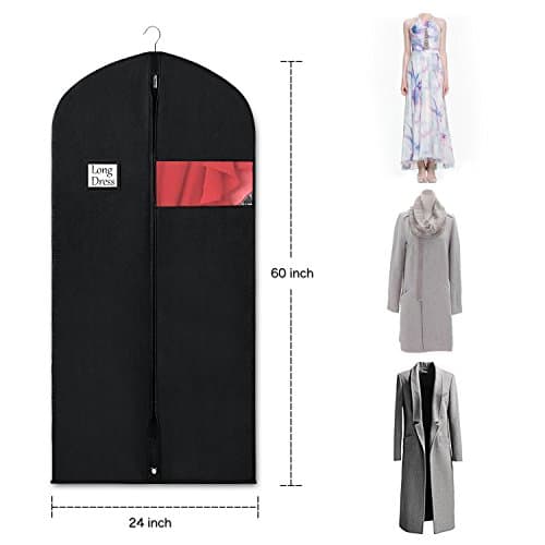 Syeeiex Dress Bag Garment Bag Suit Bags 60Inch Clothes Covers with Transparent Window Non-Woven Coat Bags for Wardrobe and Travel Dustproof, 4 Pack — view 5