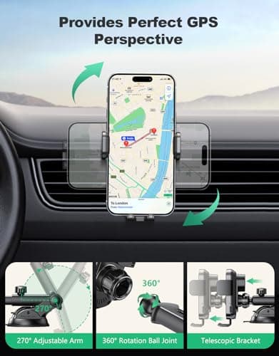Glangeh Car Phone Holder Wireless Charger, Auto Clamping Wireless Car Charger, 15W Fast Wireless Charging Car Mount Frame for Dash Windshield for iPhone 17 16 15 14 13 12 Pro Max, Galaxy S24+ and more — view 5