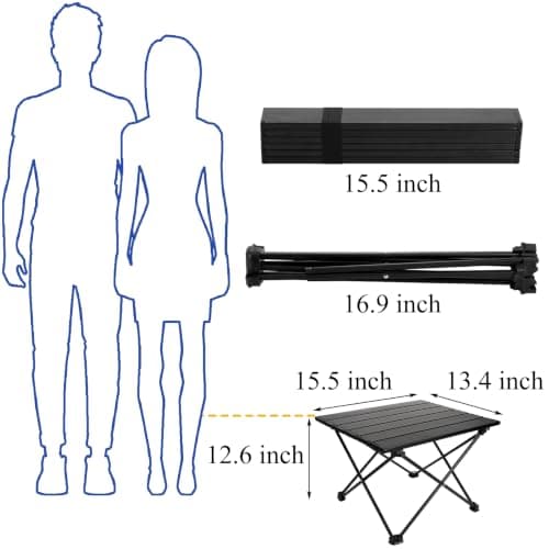 SOUJOY Camping Side Table, Portable Folding Beach Table, Small Aluminum Picnic Backpacking Table for Outdoor Cooking, BBQ, Hiking, Boat, Travel, 15.5" L x 13.4" W x 12.6" H — view 3