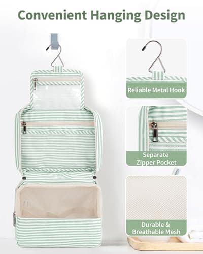 Narwey Hanging Toiletry Bags for Women, Travel Wash Bag for Toiletries — view 4