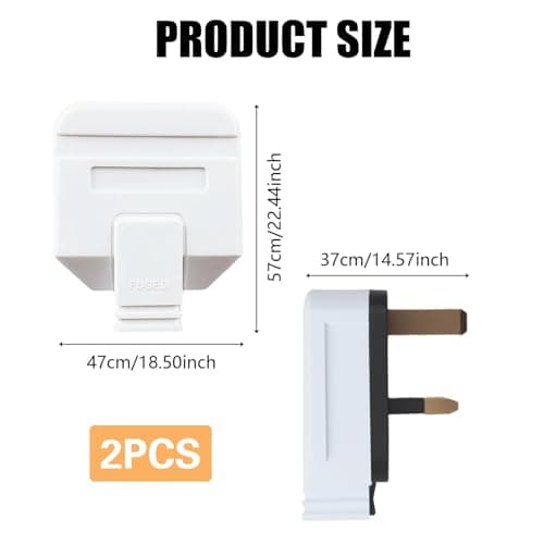 2 Pack Heavy-Duty 3 Pin Plug UK 13A Fused Mains Plugs Durable Rubber Plug for Home Rewireable Heat-Resistant Power Tools Appliances Extension Leads Industrial Workshop Use — view 2