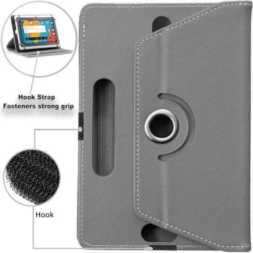 SU 10 inch Tablet Case - Universal Stand Case Folio Cover Magic Leather 360° Rotating Case Fits for ALL 10in Inch & 10.1in Inch Tablets + Stylus Pen (GREY) — view 2