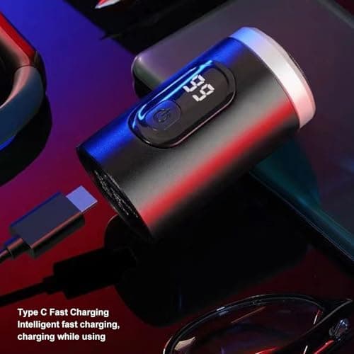 Mini Electric Shaver, Compact Electronic Shaver Digital Beard Trimmer for Home Car Travel, USB Rechargeable, 500mAh Battery, Single Blade Head, Black, IP7X Waterproof — view 4