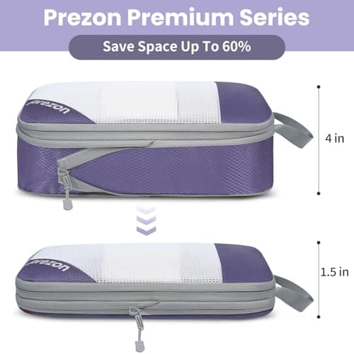 Prezon Versatile 6-Set Compression Hollow Packing Cubes, Full Open Visible Design, Space-Saving and Lightweight, Customized Cationic Material, Portable and Durable Luggage Organizer, Indigo — view 4