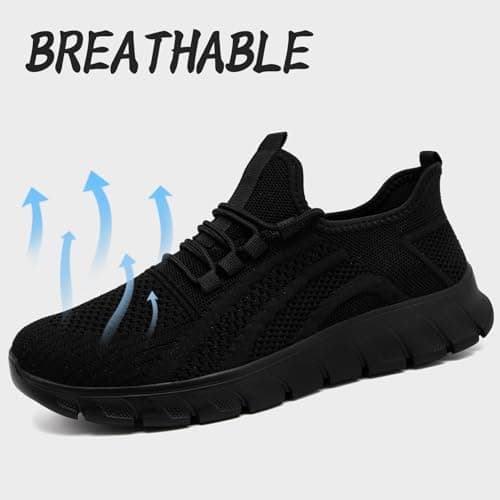 Mens Trainers Running Shoes Slip on Walking Gym Sneakers Black UK Size 9.5 — view 3