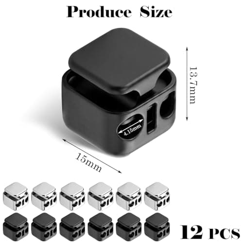 ACKKOR 12 Pcs Metal Heavy Duty Cord Locks, Heavy Duty Drawstring Toggles for Shoelaces Bags Hoodies Secure Shoe Lace Clips for Daily Use — view 2