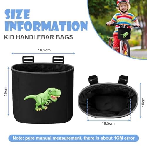 Adiwo Bike Basket Kids, Boys Bike Basket Waterproof Bicycle Front Basket, Detachable Bike Handlebar Basket, 210D Oxford Cloth Basket Carrier Bag with Cartoon Pattern, Bike Accessories For Girls Boy — view 2