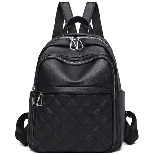 Suweir Women's Rucksack Vegan Leather Anti-Theft Quilted Ladies Daypack