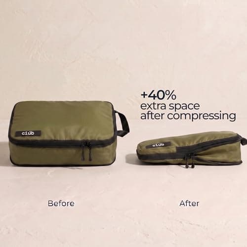 ciúb Compression Packing Cubes 4 Set Premium Double Zip, Fit 40% More in Your Luggage, Carry-On & Backpack, Lightweight Water Resistant Travel Accessories, Compressible Suitcase Organiser Bags (Khaki) — view 3