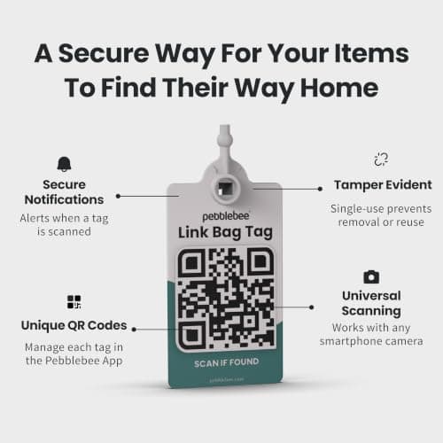 Pebblebee Link Luggage Tags | QR Code Bag Tracker | TSA Friendly | 5 Pack — view 3