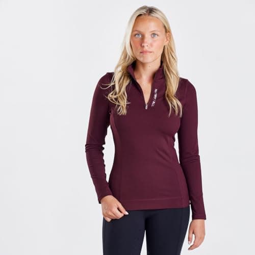 Harry Hall Women’s Thermal Base Layer – Brushed Back Stretch Fabric, ¼ Zip, Versatile for Riding, Hiking & Leisure – Matching Hat Silk Available - Maroon - 10 — view 4
