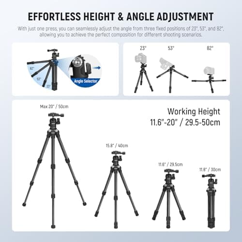 NEEWER TP09 Carbon Fiber Mini Tripod Compatible with iPhone Camera Webcam — view 2