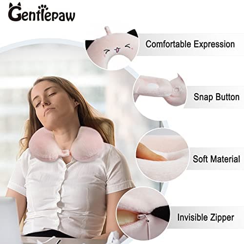 Gentlepaw Travel Pillow - Memory Foam Neck Support Pillow for Adults, Kids, Children, U-Shape Pillow for for Camping, Sleeping (Pink2) — view 2