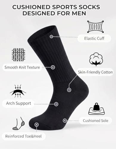 VoJoPi Mens Socks 5 Pairs Cushioned Crew Cotton Work Sports Socks — view 5
