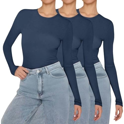 Ladies Thermal Tops 3 Pack Long Sleeve Tops for Women Soft Breathable Slim Fit Base Layer Shirt Ideal for Thermal Layering Casual Wear Shirt Women — view 2