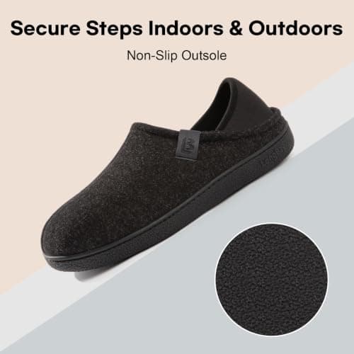 LongBay Mens Slippers Indoor Outdoor Memory Foam House Shoes Black 12 UK — view 5