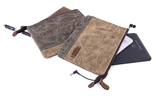 Gootium Waxed Canvas Zip Pouch Set - Zippered Makeup Bag Office Supply Folio Pencil Bag Multipurpose Organizer Accessories Holder (2 Pack) — view 5