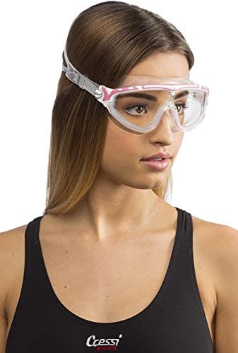 Cressi Skylight Swimming Goggles - Silicone Seal for Adult Swim Goggles - UV Anti-Fog Swimming Mask - Clear/Frame White Pink — view 6