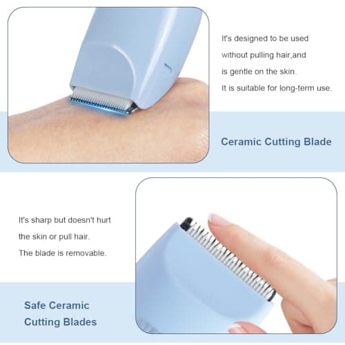 HOTUT Baby Hair Clippers,Waterproof Kids Quiet Hair Trimmer with 2 Guide Combs,Rechargeable Cordless Hair Cutting Machine,with Safe Ceramic Blades,with LCD Display,for Toddlers and Children(Blue) — view 3