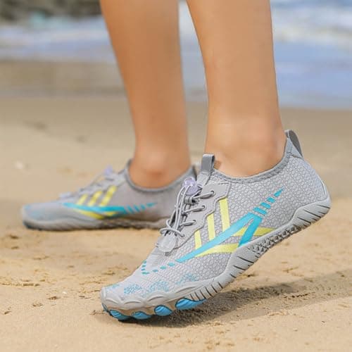 Generisch Women's Outdoor Trainers, Water Shoes for Hiking, Walking, Cycling, Non-Slip, Breathable, Quick-Drying, Comfortable with Elastic Quick Release, gray, 12 UK — view 2