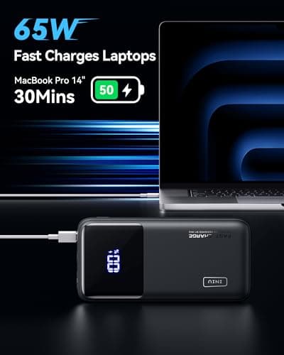 INIU Laptop Power Bank, Compact 20000mAh 65W Fast Charging Battery Pack — view 2