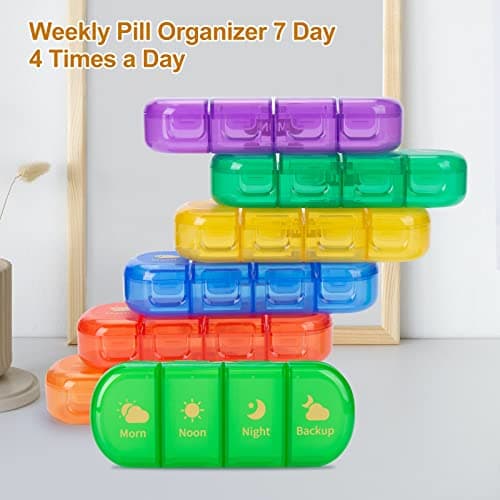 MURRI&MURRDI 28 Cell Pill Organiser 4 Times a Day, Weekly Medication Box — view 3