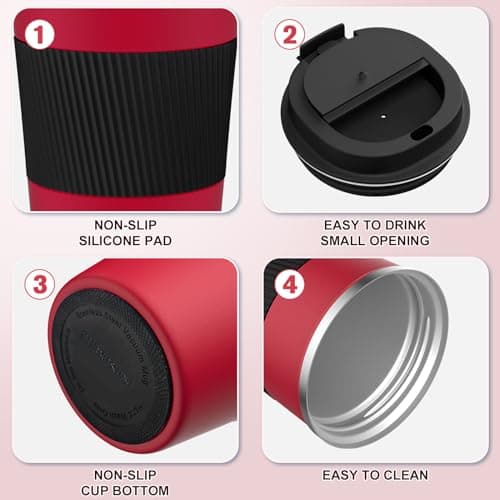 380ml Insulated Travel Mug - Double Walled Vacuum Stainless Steel - Hot & Cold Drinks - Leakproof Lid - Perfect for Car, Home, Office & Travel — view 5