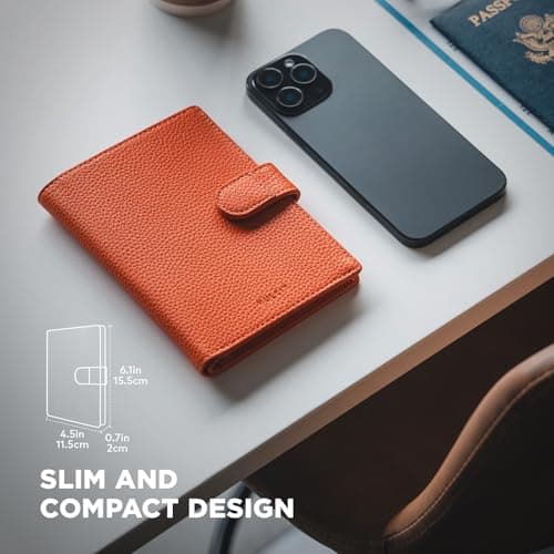 VULKIT Leather Passport Wallet for 2 Passports Slim Double Passport Holder RFID Blocking Passport Travel Wallet with ID Window for Women — view 4