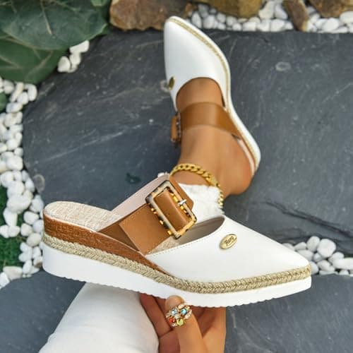 Generisch Wedge Heel Shoes Elegant Leather Comfortable Espadrilles Closed Front Non-Slip Elastic Slingback Sandals 2026 Summer Casual Holiday Travel Sandals with Straps, orange, 5 UK — view 2