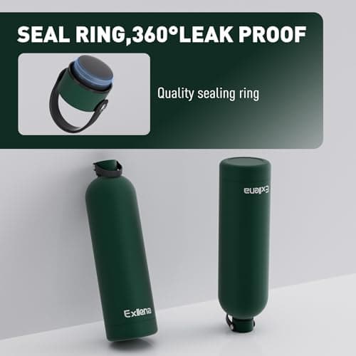 Exllena Insulated Water Bottles 1.5l with Handle Lid and Carabiner, Double Wall Vacuum Drinks Bottle Keeps Drinks Cold 24 Hrs/Hot 12 Hrs, Stainless Steel Water Bottle BPA Free(Emerald Green) — view 5
