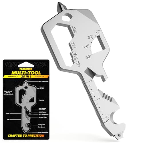 Key Shaped Pocket Multitool 20-in1 Multi Tool, Stainless Steel Keychain Utility Gadget,Gift for Men, Women, Father,Groomsmen, Valentine's, Birthday, Christmas