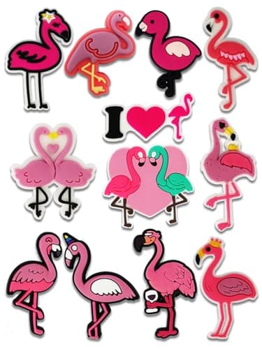 12PCS Brazil New Zealand Spain Canada Argentina Colombia Travel Shoe Charms for Croc Bubble Slides Clogs Sandals, Sports Shoe Accessories Decorations for Men Boys Teens Adults, Flamingo, Regular
