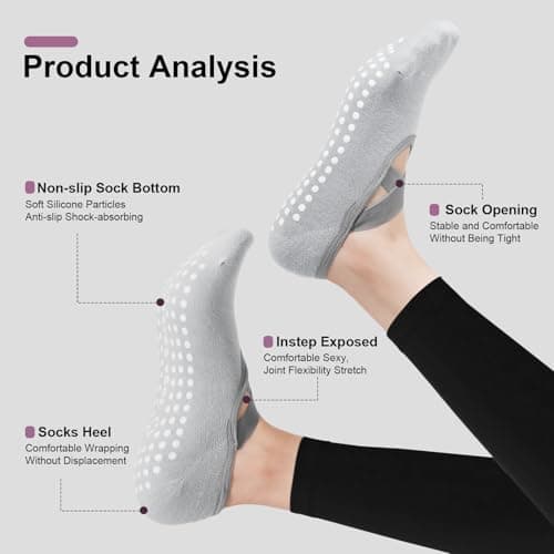 Tobfit 4 Pairs Pilates Socks for Women Non Slip Grip Sock Yoga Socks Ankle Grippy Sock Woman 4-PACK 03 — view 4