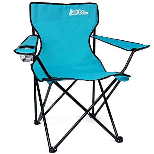 just be... Camping Chair – Lightweight, Foldable & Portable Outdoor Seat with Armrests, Cup Holder & Carry Bag | For Adults & Kids | Garden, Beach, BBQ & Fishing – Light Blue with Black Trim — view 4