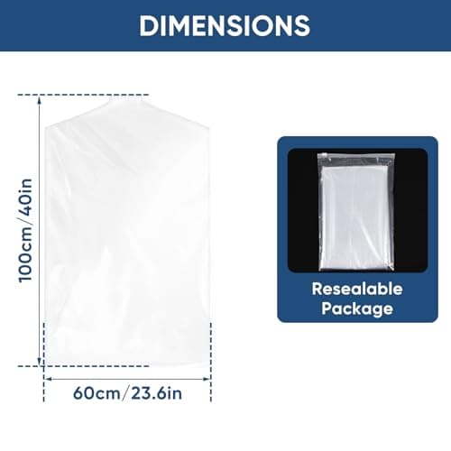 SmileLucky 50 Pack 60x100cm Dry Cleaning Garment Bags for Hanging Clothes — view 2