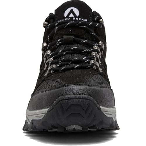 HODTOB Hiking Boots Mens Womens Lace-up Non-Slip Outdoor Men Women Mountain Trekking Shoes for All Season Walking Travelling Backpacking Camping Shoes Sneaker Black-7UK — view 3