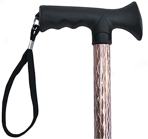 Luxury Ladies Engraved Etched Adjustable Walking Stick Cane with Soft Grip Gel Ergonomic Handle for Women - 25.5” – 35.5” (Engraved Rose Gold)