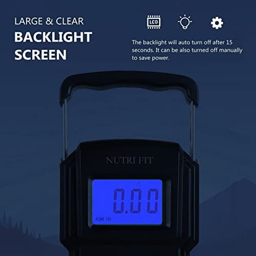 NUTRI FIT Digital Luggage Scale with Hanging Hook, 110lb/50kg, Black — view 5
