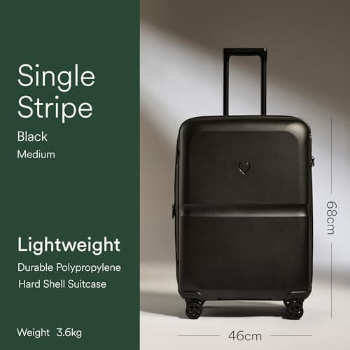 ANTLER Single Stripe Hard Shell Medium Suitcase + Laundry Bag - 68x46x31cm 89L, Expandable, Lightweight, 4 Spinner Wheels, TSA Lock - Durable Check in Luggage - Black — view 2