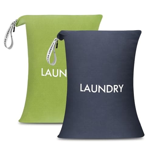 WiseBoy Travel Laundry Bags with Zips, 2 Pack Dirty Laundry Bag for Travel