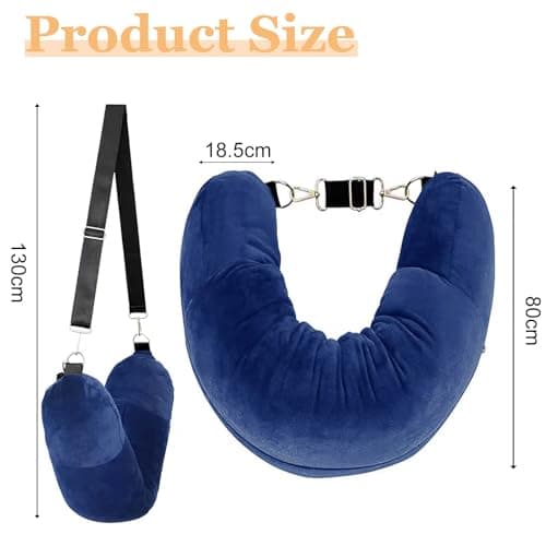 Stuffable Neck Pillow for Travel, 80 * 18.5cm Stuffable Travel Pillow with Adjustable Straps, Travel Pillow Stuffable with Clothes, Neck Pillow Stuffable for Extra Luggage Travel Essentials(Blue) — view 2