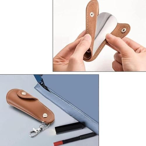 Uitseld Travel Shoe Horn Keychain | Stainless Steel Shoehorn with PU Leather Case Keyring,Portable Slip- Shoes Helper for Seniors Kids Men Women — view 4
