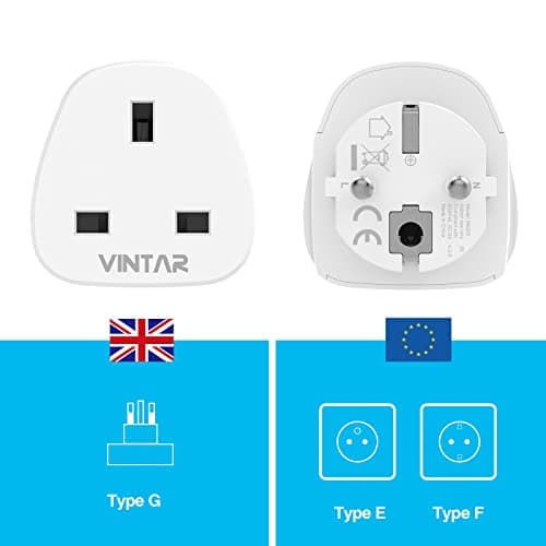 VINTAR UK to European Plug Adapter, 3 Pin to 2 Pin Travel Adaptor, 2 Pack — view 4