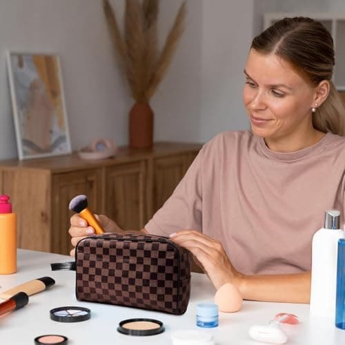 Qualiware Travel Toiletry Wash Bag for Men and Women Traveling Dopp Kit Shaving Bag for Toiletries Accessories Makeup Cosmetic Organizer (Dark Brown) — view 3