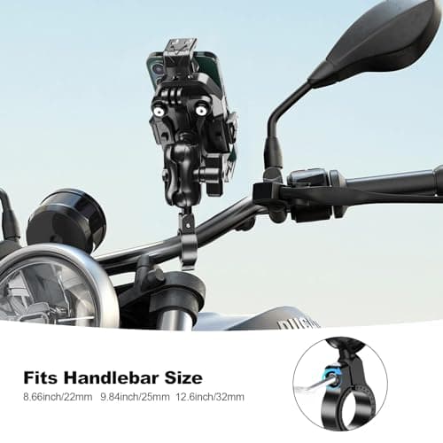 iMESTOU Anti-Vibration Motorcycle Phone Mount with Two 1"/25mm Ball Heads — view 6