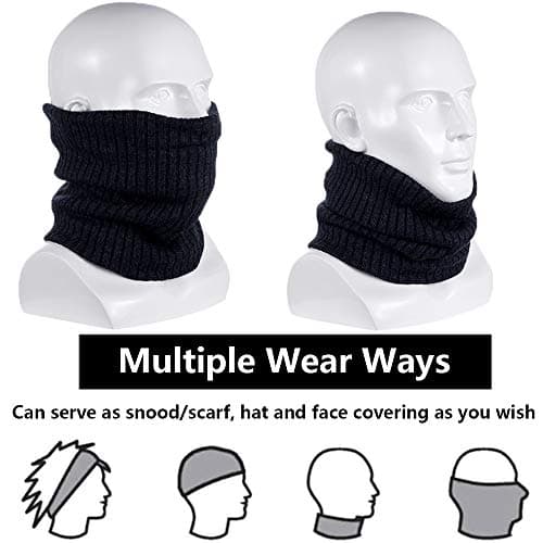 ehsbuy Fleece Neck Warmer Thermal Snoods Unisex Thick Winter Cold Weather Knitted Circle Scarf for Cycling Motocycle Sports(Navy) — view 2