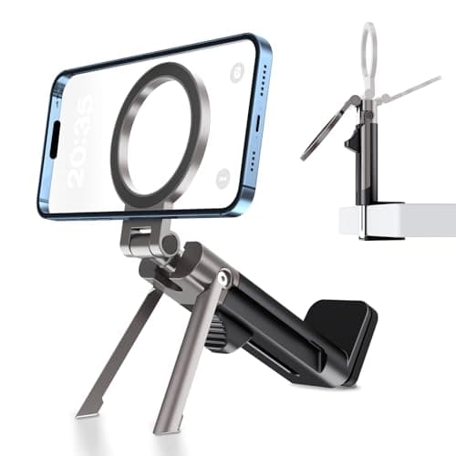 LNBEI Adjustable Magnetic Phone Holder, Handsfree Airplane Phone Holder, Foldable Airplane Travel Essentials, 360° Rotation for All Mobile Phones Desk Long Flying Tray Table