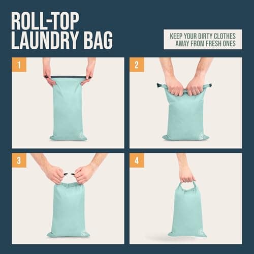 Compression Packing Cubes for Travel - Luggage and Backpack Organizer Packaging Cubes for Clothes (Dusty Teal and White, 6Piece), Dusty Teal and White, 6Piece — view 6
